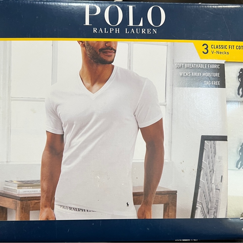 Polo by Ralph Lauren White V-Neck Short Sleeve Tee